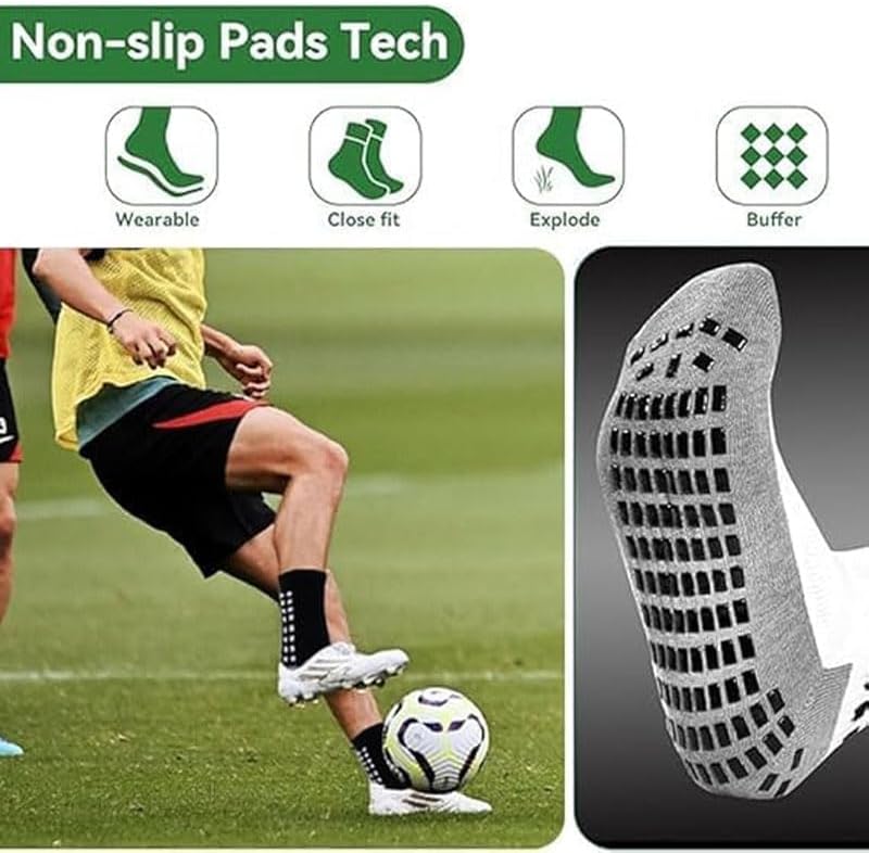BUKEORE Store 4/6 Pairs Grip Soccer Socks Anti Slip Non Slip Men's Athletic Socks for Football Basketball Sports - Image 3